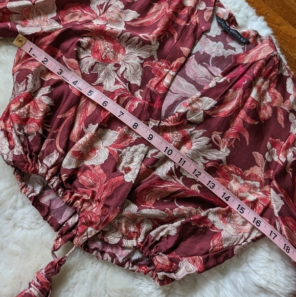 Zara voluminous floral printed blouse top small - Picture 12 of 14